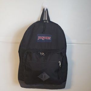 JANSPORT Black gray bottom Backpack laptop sleeve front pocket shoulder straps